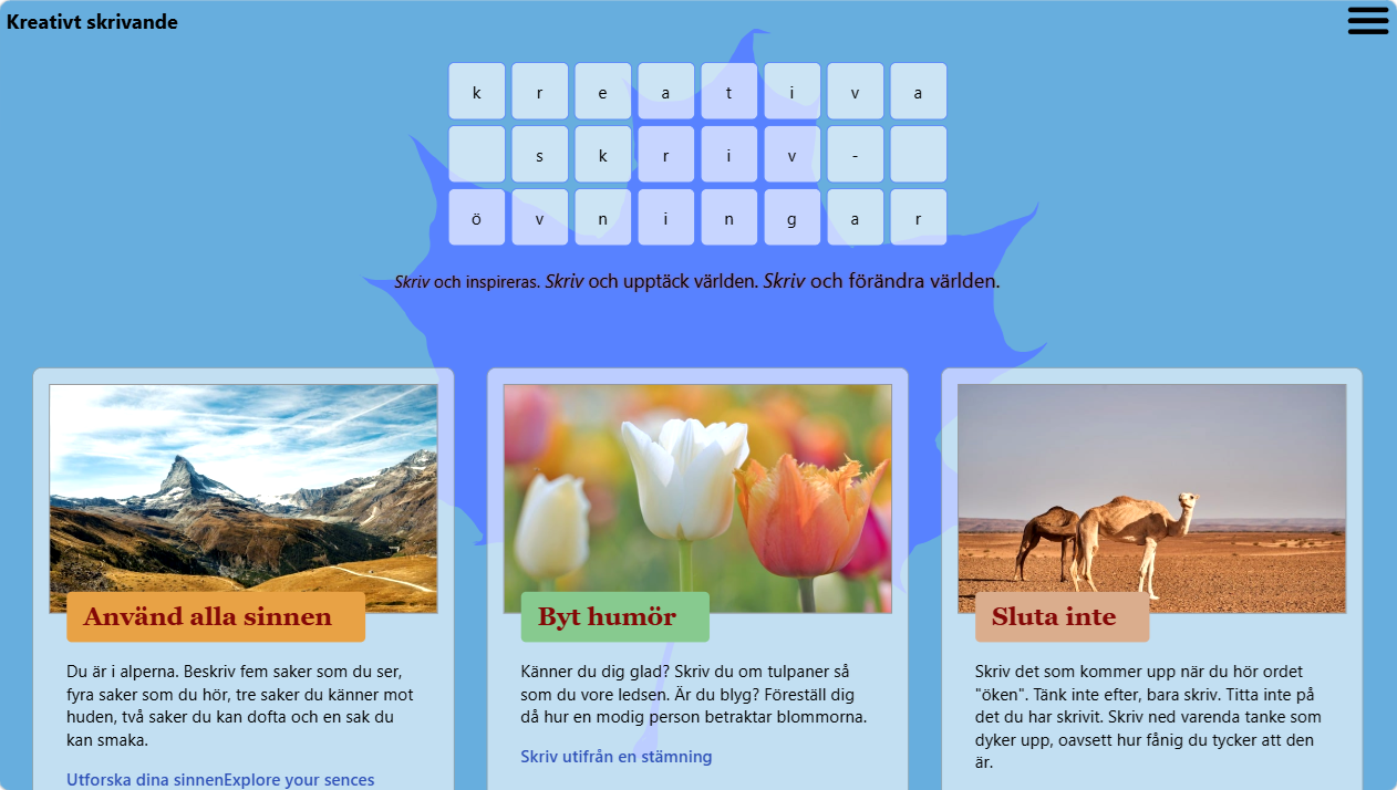 A website with creative writing exercises